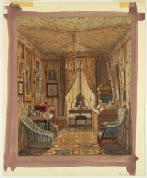 Innenansicht eines Ankleidezimmers mit Zeltdecke, 1848