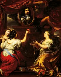 Parma, Piacenza und Castro vor dem Abbild von Ranuccio II Farnese, von Frans Denys