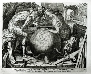 Geometrie, gestochen von Hieronymus Cock (ca. 1510-70)
