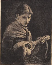 Junges Mädchen mit Mandoline