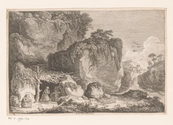 Zwei Eremiten in einer felsigen Landschaft (Zweite Folge von Gegenden und Bruchstücken Alter Gebäude)