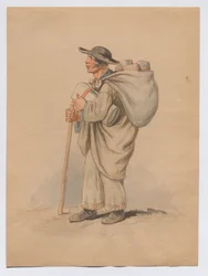 Aus einer Kaufrufserie: Stereotype Darstellung eines „Leinwandkroaten“ [kroatischer Leinwandverkäufer]
