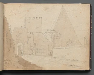 Album mit Ansichten von Rom und Umgebung, Landschaftsstudien, Seite 08a: Porta St. Paolo