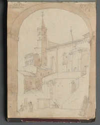 Album mit Ansichten von Rom und Umgebung, Landschaftsstudien, Seite 18a: Sankt Johannes Lateran, Rom