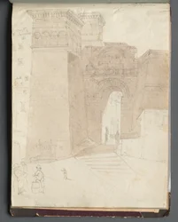 Album mit Ansichten von Rom und Umgebung, Landschaftsstudien, Seite 50a: Römische Architekturansicht