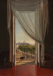 Ein Blick auf Neapel durch ein Fenster