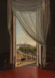 Blick auf Neapel durch ein Fenster, 1824.