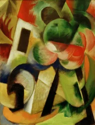 Kleine Komposition II (Haus mit Bäumen)