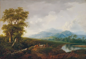 Landschaft mit Schneeberg