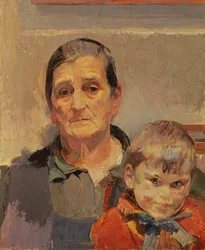 Die Mutter des Künstlers mit einem kleinen Kind