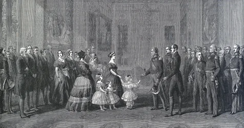 Die englische Königin Victoria (1819-1901) empfängt Louis-Philippe I. (Louis Philippe d