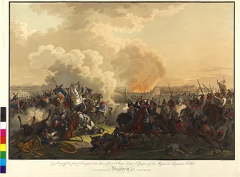 Schlacht von Aspern 1809 (farbige Gravur)