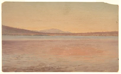 Ferne Ansicht der Berge Katahdin und Traveller vom See Millinocket
