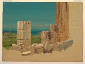 Zerbrochene Säulen, Blick vom Parthenon, Athen, April 1869