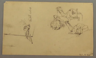 Kamele trinken auf einem Hügel, 22. Februar, möglicherweise 1868