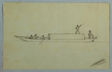 Zeichnung, Bedecktes Kanu, wahrscheinlich Südamerika, 1853 oder 1857