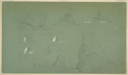 Zeichnung, Eisberge, 7. und 9. Juli 1859