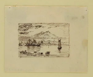 Zeichnung, Imaginäre Landschaft, ca. 1850