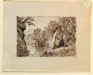 Zeichnung, Imaginäre Landschaft mit, ca. 1870–73