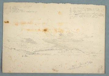 Landschaft im Hudson Valley; verso: Skizze einer Kirche mit drei Schiffen, 14. Juni 1870