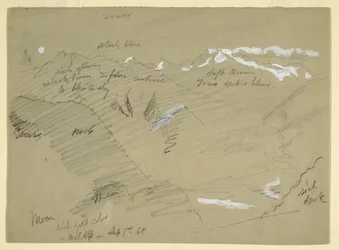 Landschaften in den Berner Alpen, nahe Bel Alp, Schweiz, September 1868