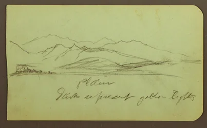 Zeichnung, Berglandschaft; Verso: Berglandschaft, Figur, 1883