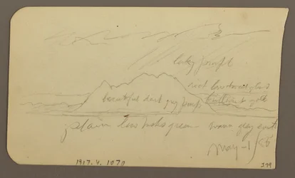 Zeichnung, Berggipfel; Rückseite: Raues Gebirge, 1. Mai 1885