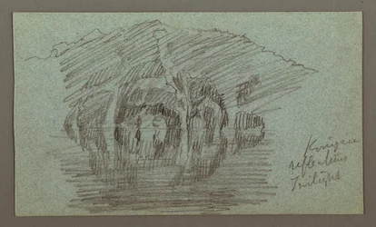 Zeichnung, Berg und seine Spiegelung im See, möglicherweise 1868