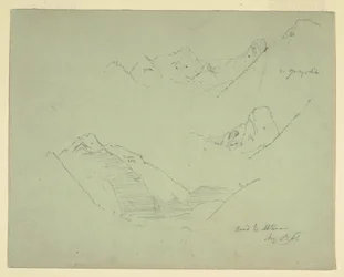 Zeichnung, Berge in der Nähe von Abtenau, Salzkammergut, 5. August 1868