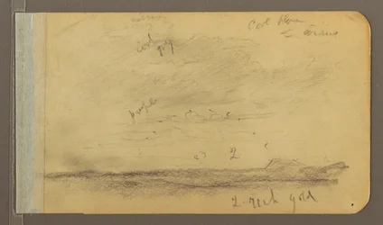 Zeichnung, Orizaba; Rückseite: Bewölkter Himmel, Dach, 1889
