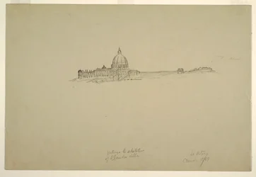 Zeichnung, St. Peter und der Vatikanpalast von Nordosten, 18. März 1869