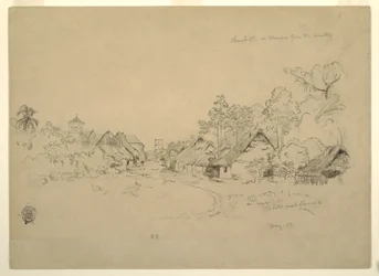 Zeichnung, Straße in Mompos, Kolumbien, Mai 1853