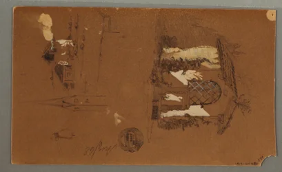 Studien von Chalet, Mann mit Pfeife, Enten, 1868