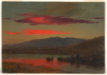 Zeichnung, Sonnenuntergang, Hudson, New York, 25. Dezember 1873