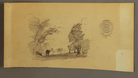Drei Kühe auf einer Straße im Wald, ca. 1845