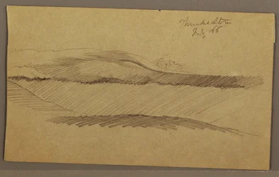 Zeichnung, Gewitter über dem Bergrücken, Juli 1866