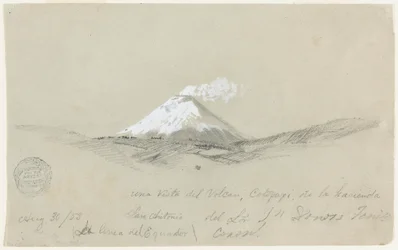 Ansicht von Cotopaxi von der Hacienda San Antonio, Ecuador, 30. August 1853