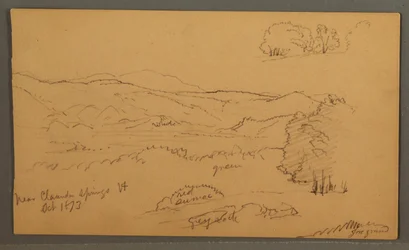 Zeichnung, Bewaldetes Tal, Oktober 1873