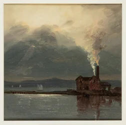 Hudson River mit Fabrik im Mondlicht