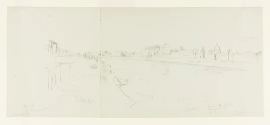 Landschaftsansicht von Rom vom Ufer des Tiber, mit Fernblick auf die Engelsburg, Claudes Villa und die Basilika St. Peter, Teil 1