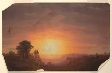 Landschaft mit Sonnenuntergang