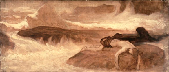 Der Tod von Leander, Predella-Panel von Die letzte Wache von Hero