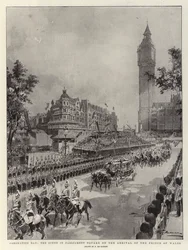 Krönungstag, die Szene auf dem Parliament Square bei der Ankunft des Prinzen von Wales