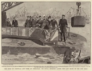 Der Herzog von Cornwall und York in Gibraltar, Seine Königliche Hoheit legt den letzten Block des neuen Moles