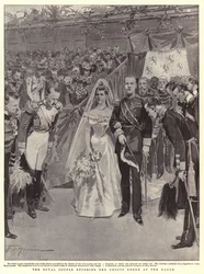 Das Königspaar betritt die Groote Kerke in Den Haag