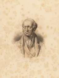 Porträtbüste des Künstlers Sir Thomas Lawrence. Gravur von Frederick Christians Lewis nach einer Illustration von Sir Thomas Lawrence aus P.G. Patmore