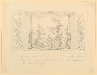 Der Royal Pavilion, Brighton, Blaues (Süd) Zeichenzimmer, Vorgeschlagene Wanddekoration, ca. 1820