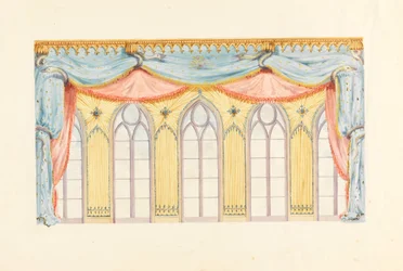 Fensterdekoration, wahrscheinlich für die Ostwand des Musikzimmers, Royal Pavilion, Brighton, 1820