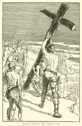 Oswald errichtet das Kreuz