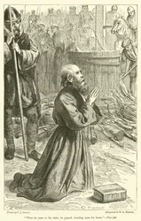 Als er zum Pfahl kam, betete er kniend auf seinen Knien